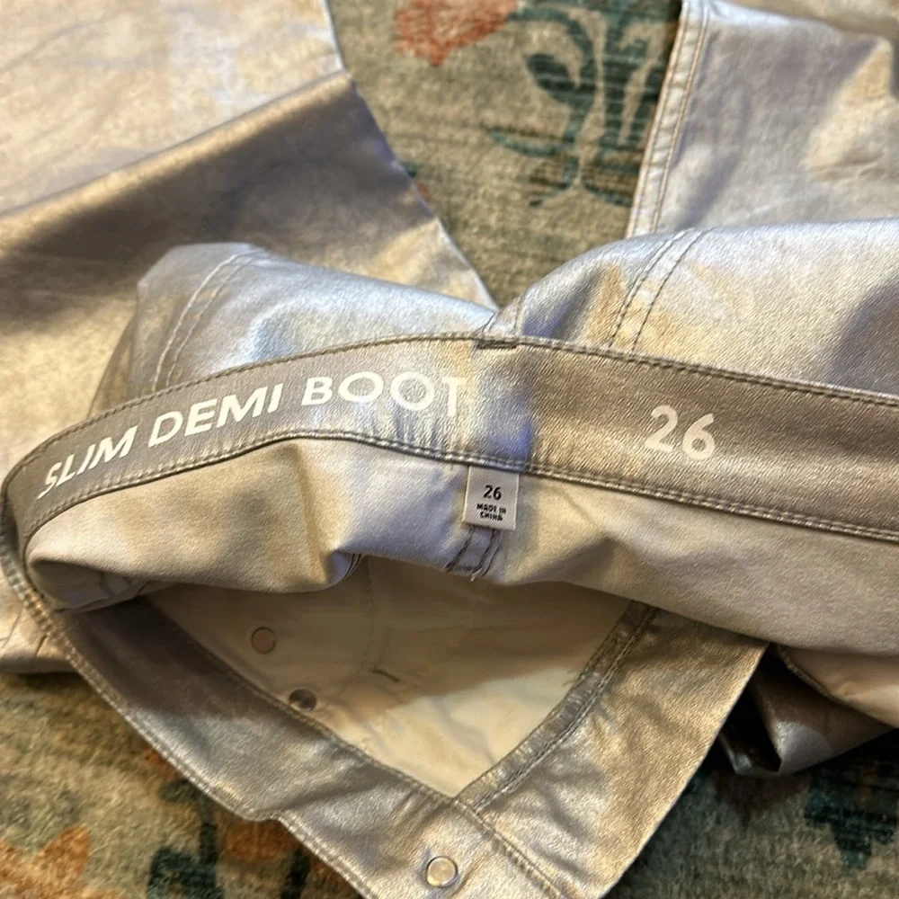J Crew Slim Demi Boot Jean in Coated Silver NWOT Size 26